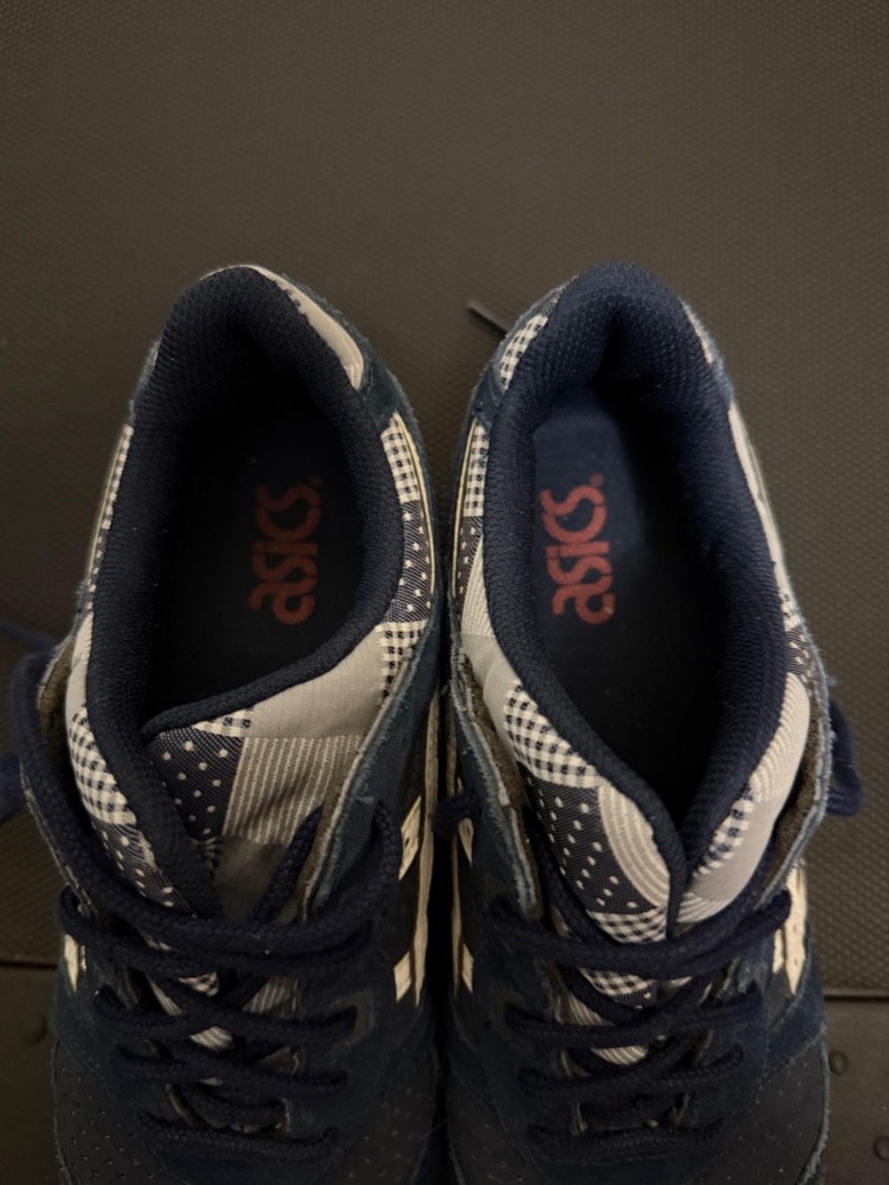 Asics Navy and White Retro Running Sneakers - Picture 4 of 4